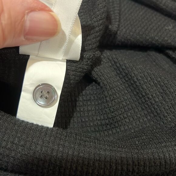 Madewell ns612 Black Waffle-Knit Scoopneck Henley Tee size med. NWT - Picture 7 of 8